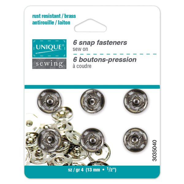 UNIQUE SEWING Snap Fasteners Nickel - size  4   13mm (½ ) - 6 sets Sale