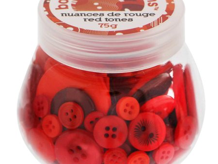 CRAFTING ESSENTIALS Bottle o  Buttons - Red Tones - 75g (2.6oz) on Sale