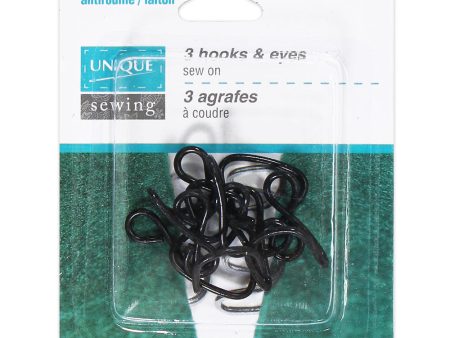 UNIQUE SEWING Hooks & Eyes Charcoal - 22 x 19mm (7 8  x 3 4 ) - 3 sets Online Sale