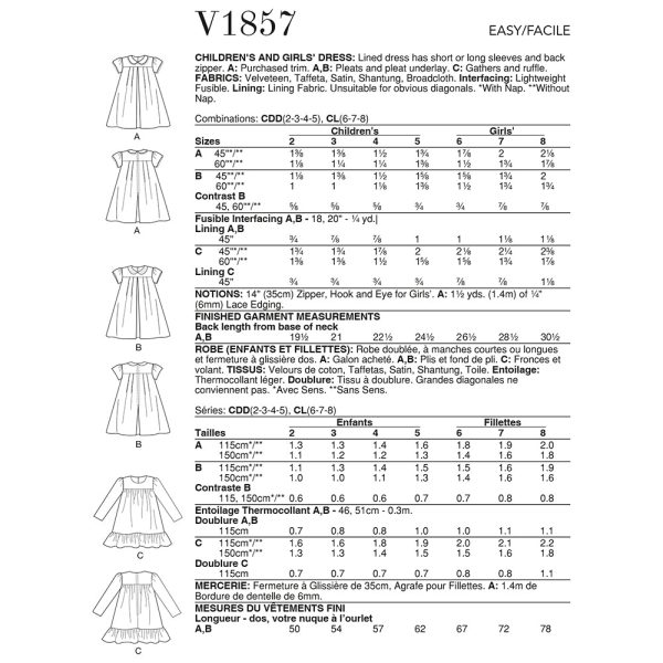 V1857 Children s and Girls  Dress Fashion