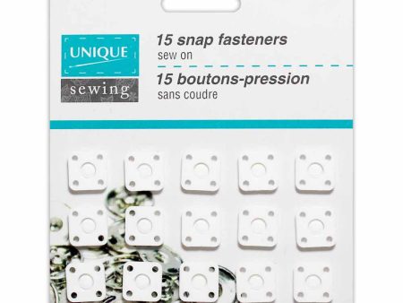 UNIQUE SEWING Snap Fasteners White - 15 sets For Sale