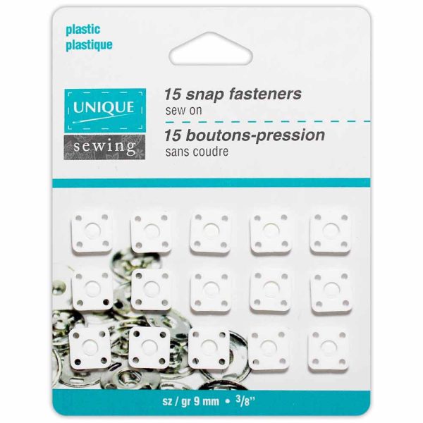 UNIQUE SEWING Snap Fasteners White - 15 sets For Sale