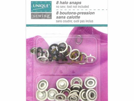 UNIQUE SEWING Halo Snaps Black - 11.5mm (½ ) - 8 sets Online now