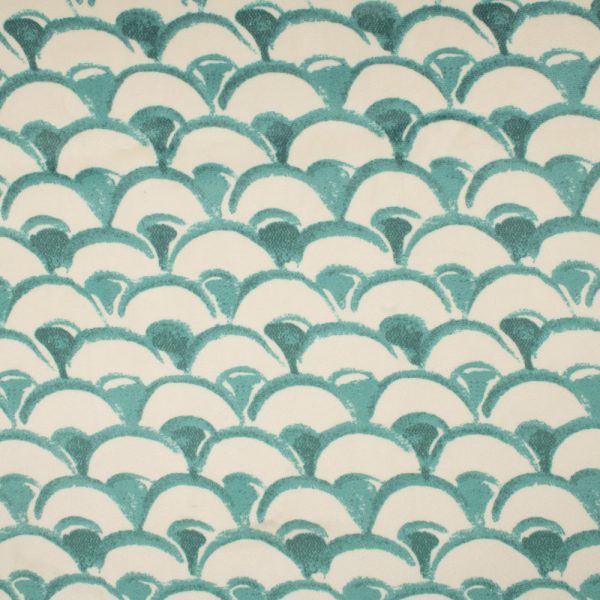 9 x 9 inch Home Decor Fabric Swatch - Asia - Printed Velvet Yasuko Teal Online now