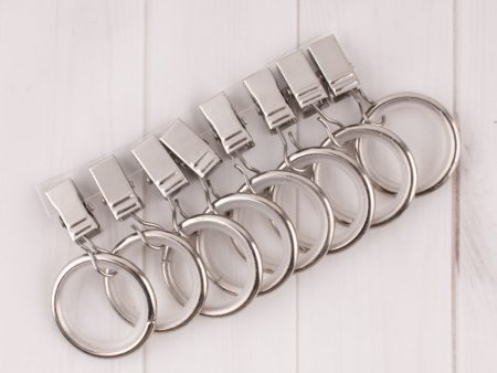 Metal rings with clip and eyelet for 19mm rod - Brushed Silver Online now