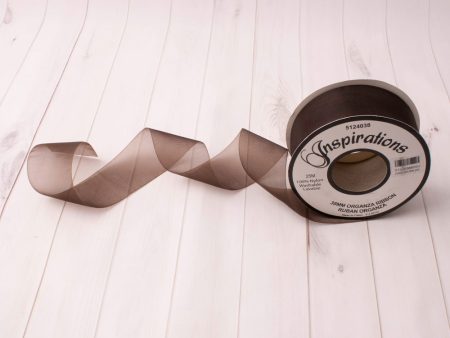 38mm Organza Ribbon - Dark Brown Hot on Sale