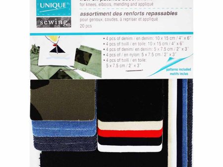 UNIQUE SEWING Iron-On Patches Assortment - Assorted Colours - 20 pcs. Online now