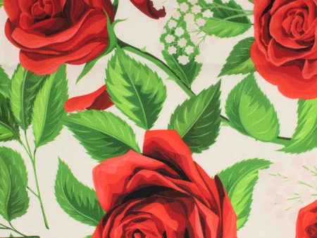 VALENTINE S Printed Cotton - Roses - White   Red Online Sale