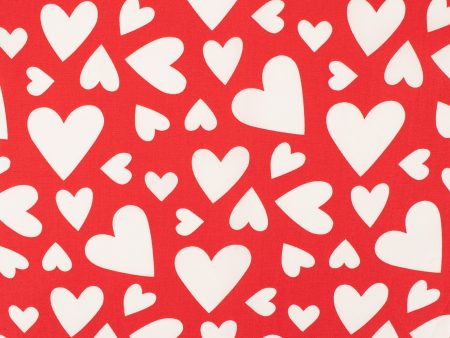 VALENTINE S Printed Cotton - moving heart - Red For Discount