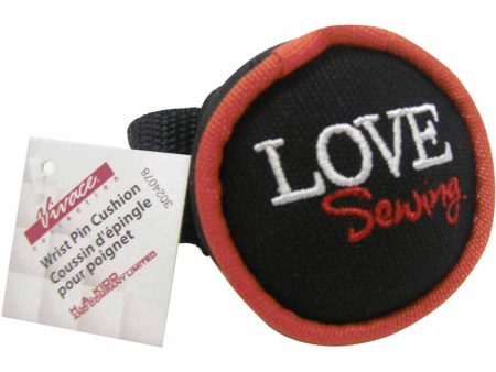 VIVACE Wrist Pin Cushion Canvas Love Sewing Black Online Hot Sale