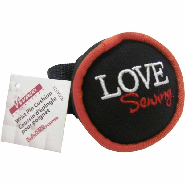 VIVACE Wrist Pin Cushion Canvas Love Sewing Black Online Hot Sale