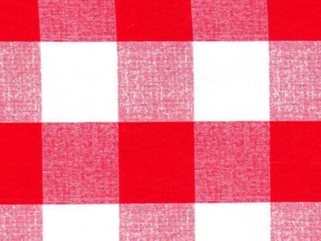 9 x 9 inch Home Decor Fabric - Tablecloth Vinyl - Check - Red on Sale