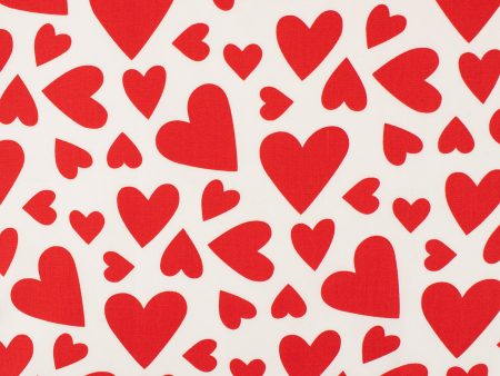 VALENTINE S Printed Cotton - moving heart - White Supply