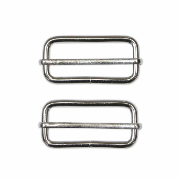 UNIQUE SEWING Slide Buckle - Metal - 38mm (1½ ) - Silver - 2 pcs Online Hot Sale