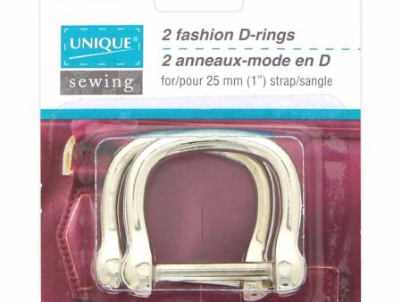 UNIQUE SEWING Fashion Metal D-Rings - 25mm (1 ) - Silver - 2 pcs. Supply