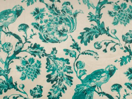 9 x 9 inch Home Decor Fabric Swatch - Asia - Printed Velvet Namiko Teal For Cheap