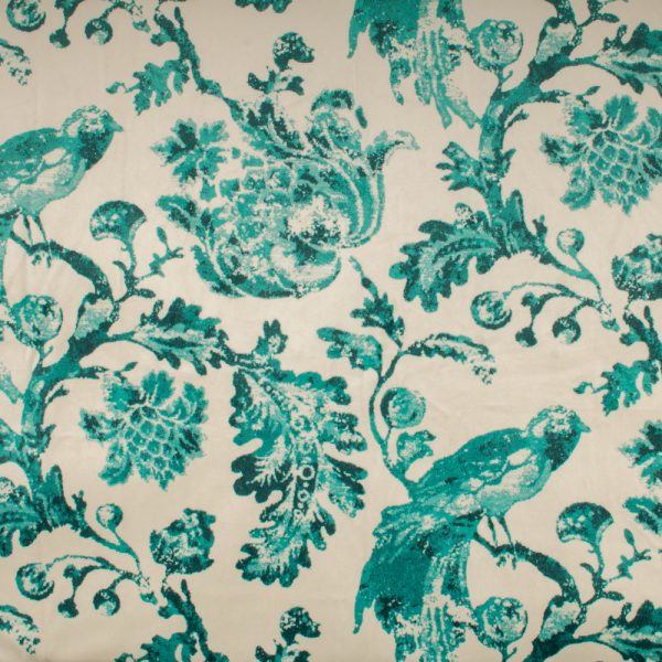 9 x 9 inch Home Decor Fabric Swatch - Asia - Printed Velvet Namiko Teal For Cheap