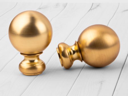 Metal finial for 19mm rod - Ball - Brushed Brass Hot on Sale