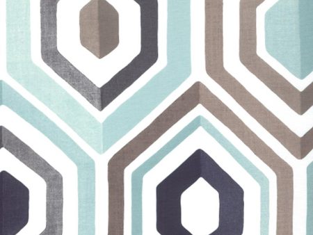 9 x 9 inch Home Decor Fabric Swatch  - Signature Signature Meeting 1041 - navy blue, turquoise, grey Online now