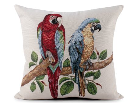 Decorative cushion cover - Parrots - Beige - 18 x 18   For Sale