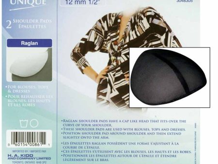 UNIQUE SEWING Covered Raglan Shoulder Pads Black - 12mm (½ ) - 2pcs on Sale