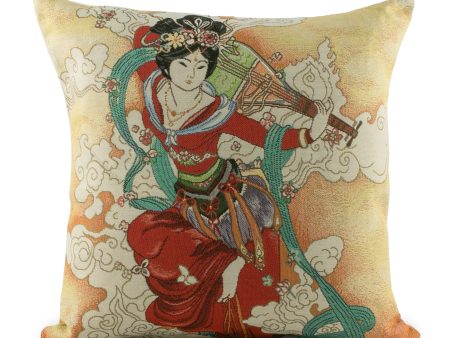 Decorative cushion cover - GheishaII - Red - 18 x 18   For Sale