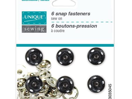 UNIQUE SEWING Snap Fasteners Black - size  4   13mm (½ )- 6 sets For Cheap