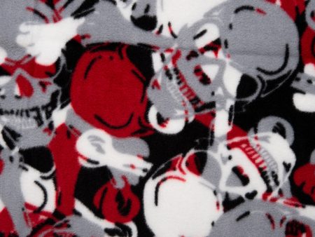 Anti Pill Fleece Print - FRESH - Skull - Red For Cheap