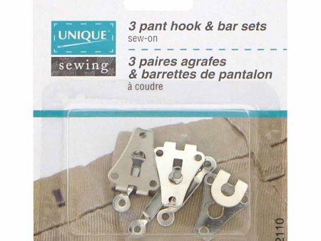 UNIQUE SEWING Pant Hook & Bar Sets Silver - 3 sets For Sale