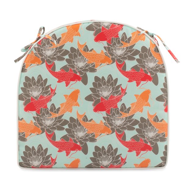 Indoor Outdoor chair pad cushion - Koi - Aqua - 18 x 18 x 1.5   For Discount