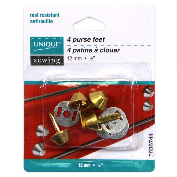 UNIQUE SEWING Purse Feet - 12mm (½ ) - Gold - 4 pcs. Online now