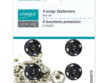 UNIQUE SEWING Snap Fasteners Black - size 7   15mm (⅝ ) - 4 sets For Sale