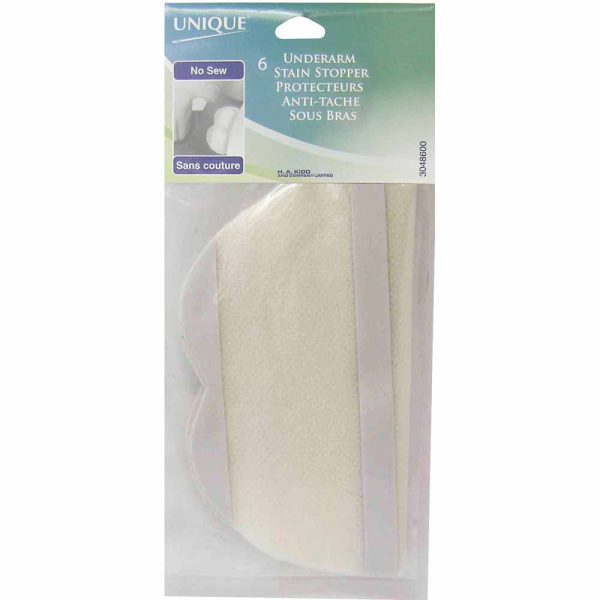 UNIQUE Stain Stoppers No-Sew Dress Shields White - 6pcs Sale