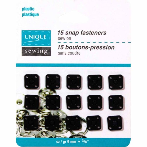 UNIQUE SEWING Snap Fasteners Black - 15 sets For Sale