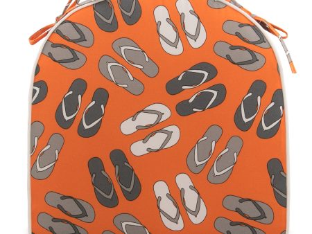 Indoor Outdoor chair pad cushion - Flip Flop - Orange - 18 x 18 x 1.5   Fashion