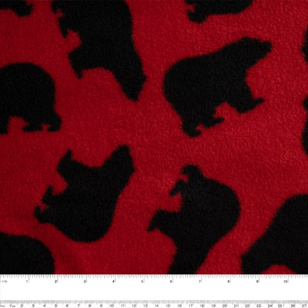 Anti Pill Fleece Print - FRESH - Bears - Red   Black Online