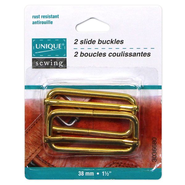 UNIQUE SEWING Slide Buckle - Metal - 38mm (1½ ) - Gold - 2 pcs Fashion