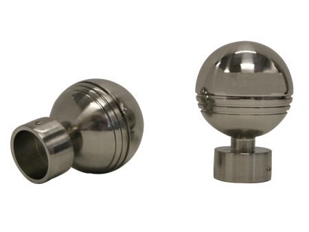 BRUSHED SILVER  RIDGED BALL FINIAL - for a 1   (28mm) diameter rod Online Sale