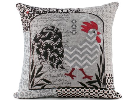 Decorative cushion cover - Rooster II - Grey - 18 x 18   Online Sale