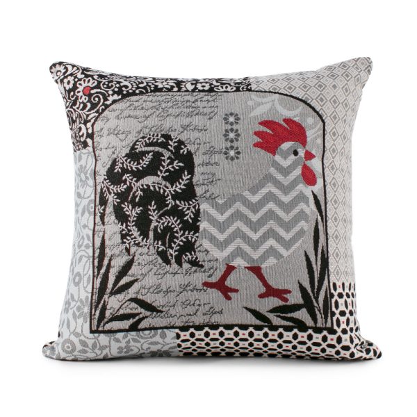 Decorative cushion cover - Rooster II - Grey - 18 x 18   Online Sale