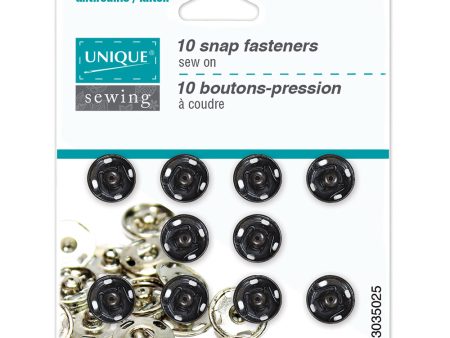 UNIQUE SEWING Snap Fasteners Black - size 2   11mm (⅜ ) - 10 sets Online Sale