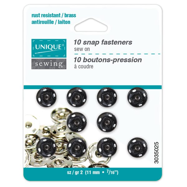 UNIQUE SEWING Snap Fasteners Black - size 2   11mm (⅜ ) - 10 sets Online Sale