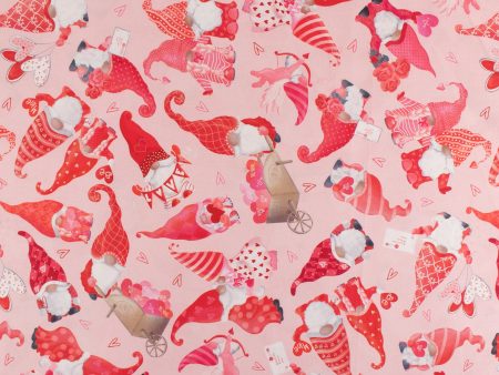 VALENTINE S Printed Cotton - Gnomes - Pink Online Hot Sale