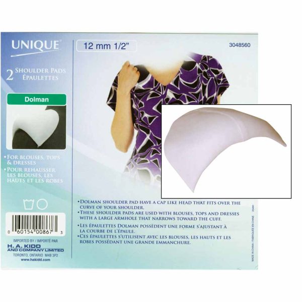 UNIQUE SEWING Covered Dolman Shoulder Pads White - 12mm (½ ) - 2pcs on Sale