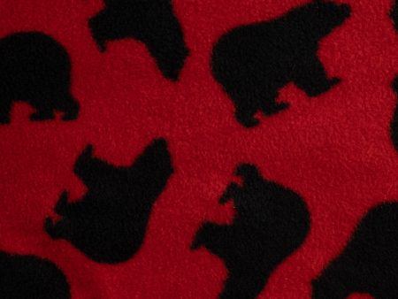 Anti Pill Fleece Print - FRESH - Bears - Red   Black Online