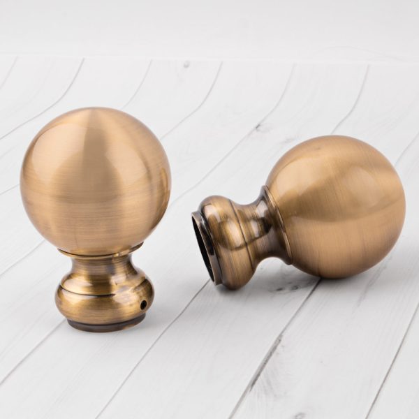 Metal finial for 28mm rod - Ball - Antique Brass Supply