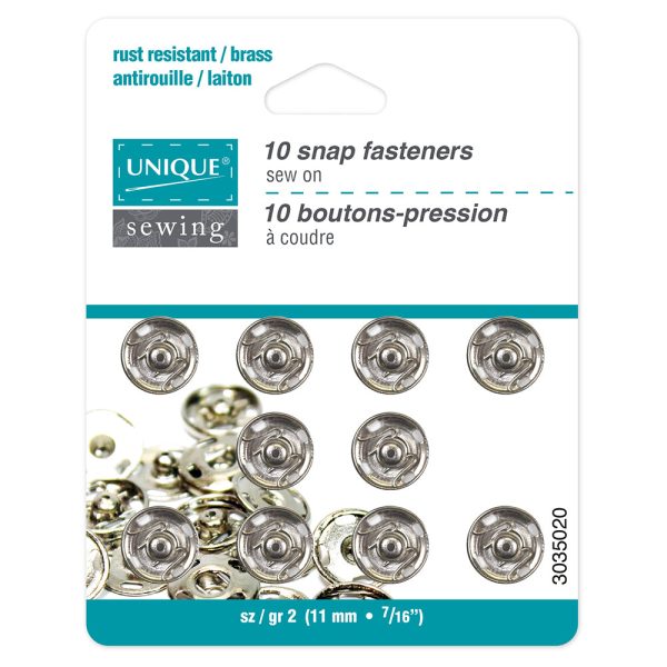 UNIQUE SEWING Snap Fasteners Nickel - size 2   11mm (⅜ ) - 10 sets For Cheap