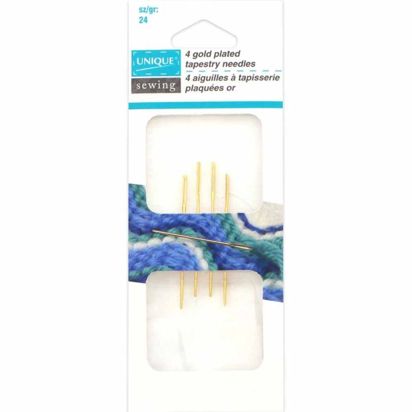 UNIQUE SEWING Gold Plated Tapestry Needles - Size 24 - 4 pcs. For Cheap