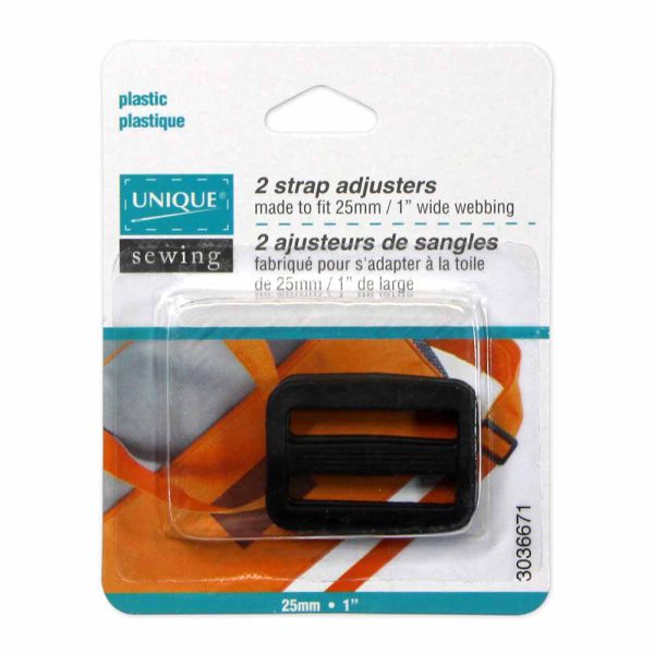 UNIQUE SEWING Strap Adjuster - Plastic - 25mm (1 ) - Black - 2 pcs Cheap