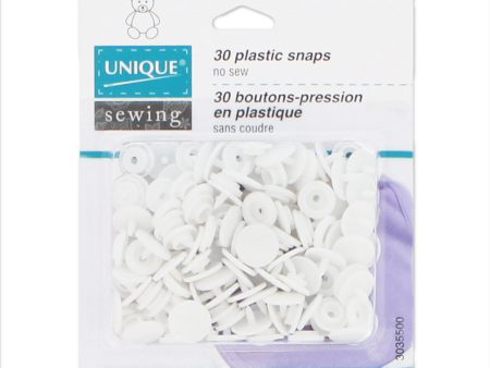 UNIQUE SEWING Plastic Snap Fasteners - White - size 2   11mm (⅜ ) - 30 sets Discount